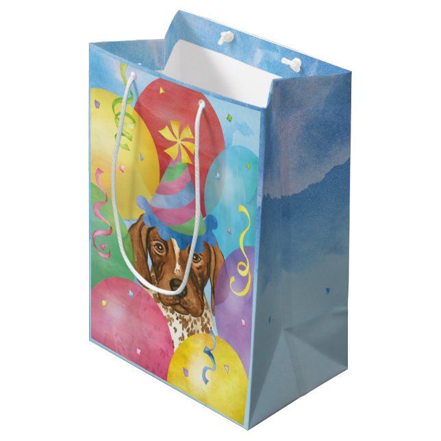 Birthday Balloons German Shorthaired Pointer Medium Gift Bag (Front Angled)