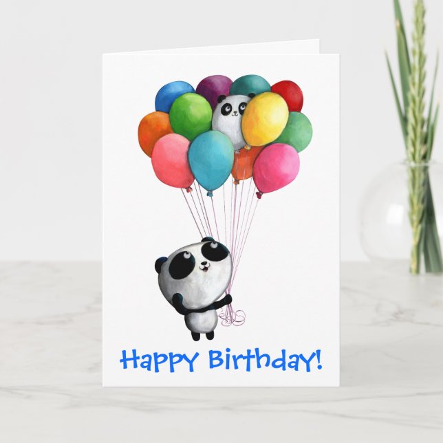 Birthday Balloons Panda Bear Card (Front)