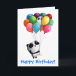 Birthday Balloons Panda Bear Card<br><div class="desc">Adorable Birthday Panda with Colourful Balloons. Birthday animals are one of the best designs for this special day. And Panda Bear in my humble opinion is one of the best! It’s so cute and funny little creature. And when panda is starting to wear Birthday hat and holds Birthday Balloons in...</div>