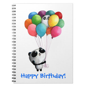 Birthday Balloons Panda Bear Notebook
