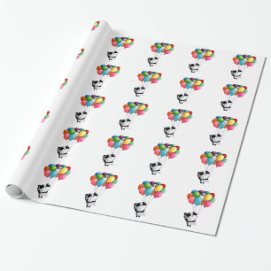 Birthday Balloons Panda Bear Wrapping Paper