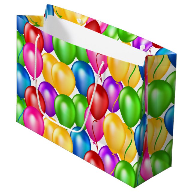 Birthday Balloons Paper Gift Bag (Front Angled)