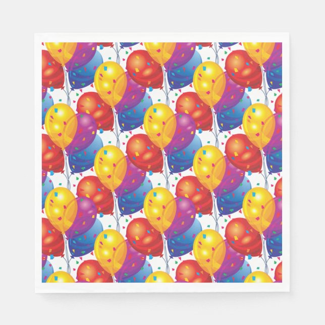 Birthday Balloons Paper Napkins (Front)