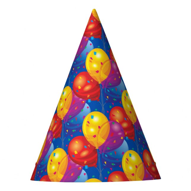 Birthday Balloons   Paper  Party Hat (Front)
