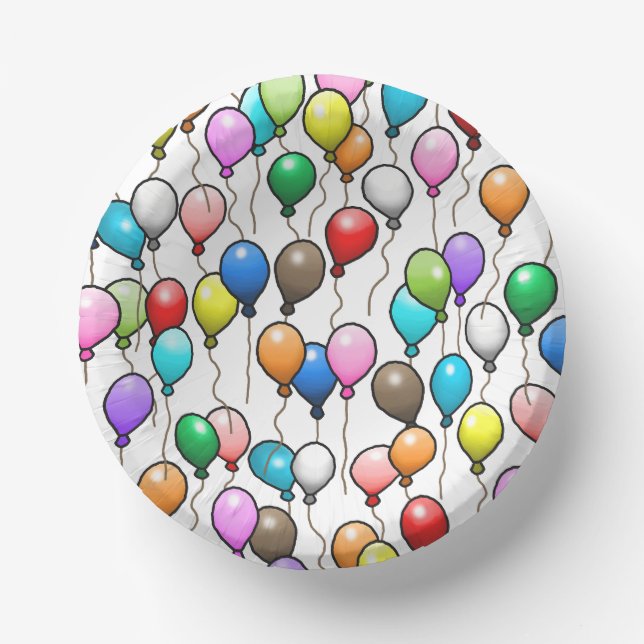 Birthday Balloons Paper Plate (Front)