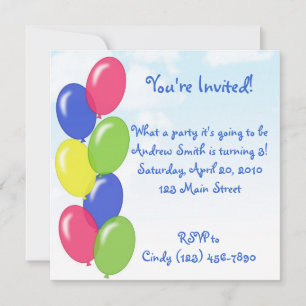 Birthday Balloons Party Invitation