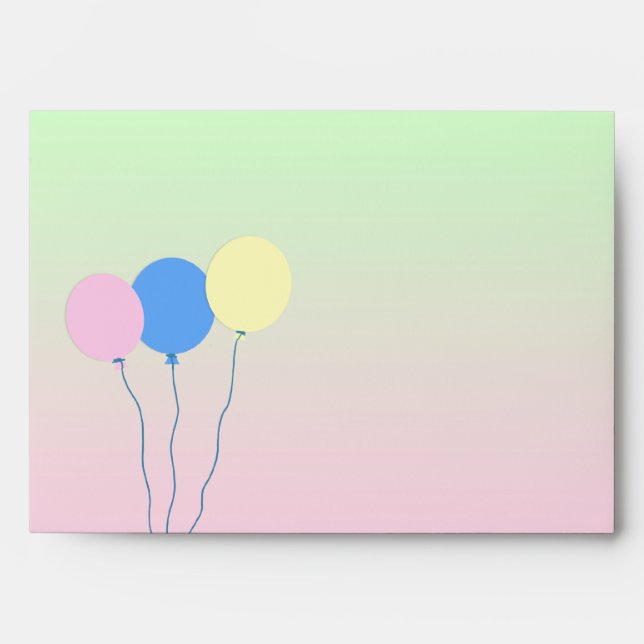 Birthday Balloons Pastel Envelopes (Front)