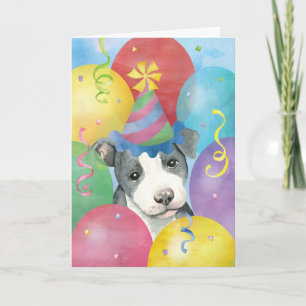 Birthday Balloons Pit Bull Terrier Card