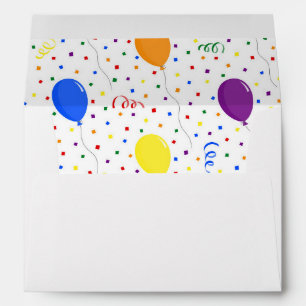 Birthday balloons rainbow confetti envelope