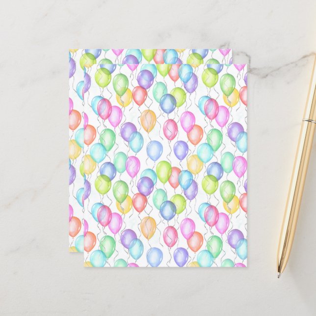 Birthday Balloons Scrapbook Paper (Front/Back In Situ)