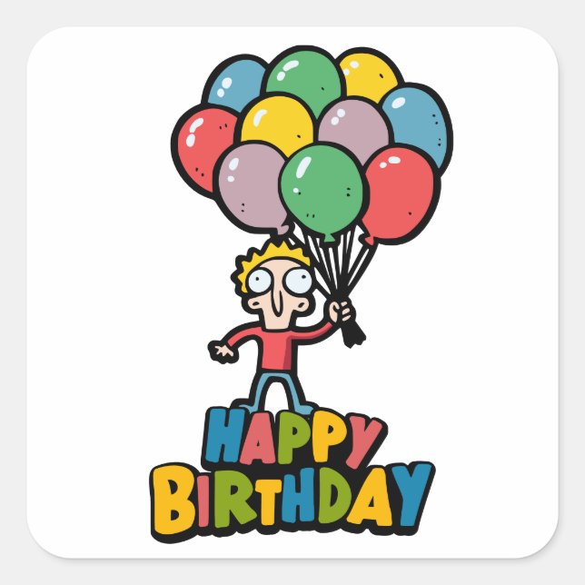 Birthday Balloons Square Sticker (Front)