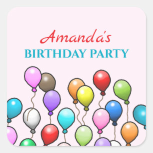 Birthday Balloons Square Sticker