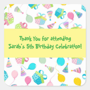 Birthday Balloons Thank You Square Sticker