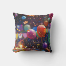 Birthday Balloons Throw Pillow