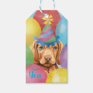 Birthday Balloons Vizsla Gift Tags