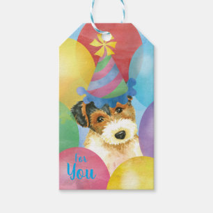 Birthday Balloons Wire Fox Terrier Gift Tags