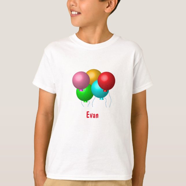 Birthday Balloons with Name T-Shirt (Front)