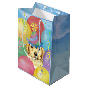 Birthday Balloons Yellow Lab Medium Gift Bag