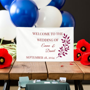 Birthday Banner Red Black Floral   Elegant Wedding