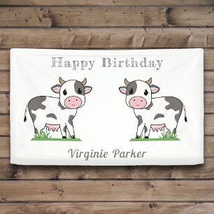 Birthday Banner with Cute Cows