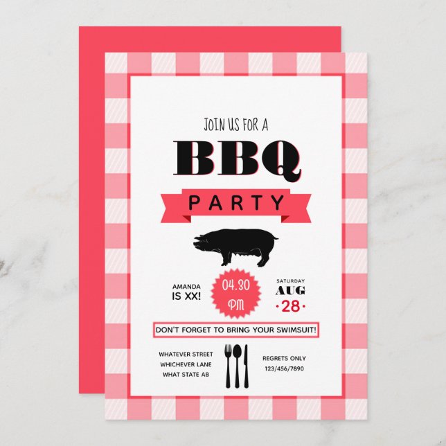 Birthday Barbecue personalised Invitation (Front/Back)