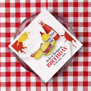 Birthday Barbeque Party BBQ Custom Cocktail Napkin