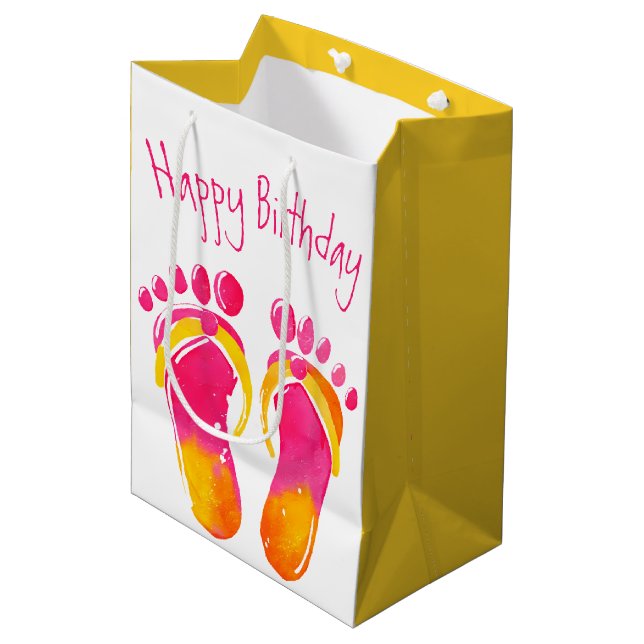 Birthday Bare Feet and Flip-flops Medium Gift Bag (Front Angled)