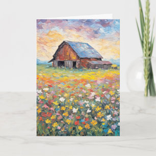 Birthday Barn In Wildflower Field Card