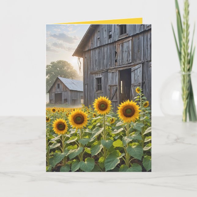 Birthday Barn Sunflowers Card (Front)
