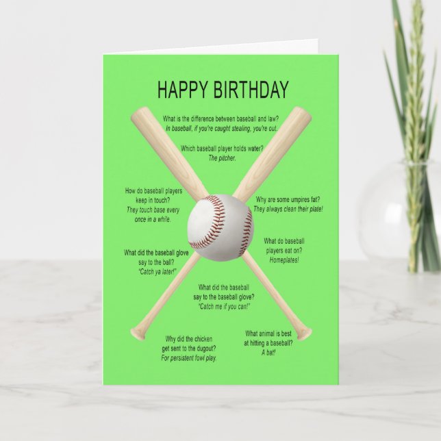 Birthday baseball jokes card (Front)