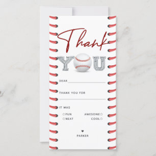 Birthday Baseball Thank You Card