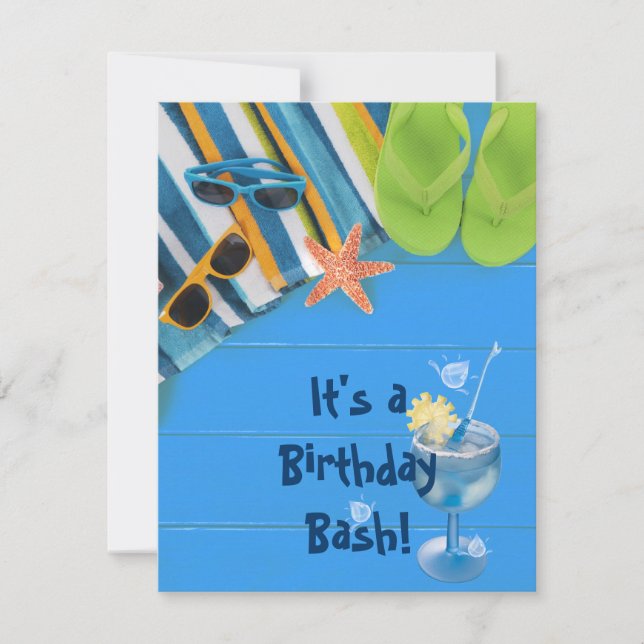 Birthday Bash Pool Party Invitation (Front)