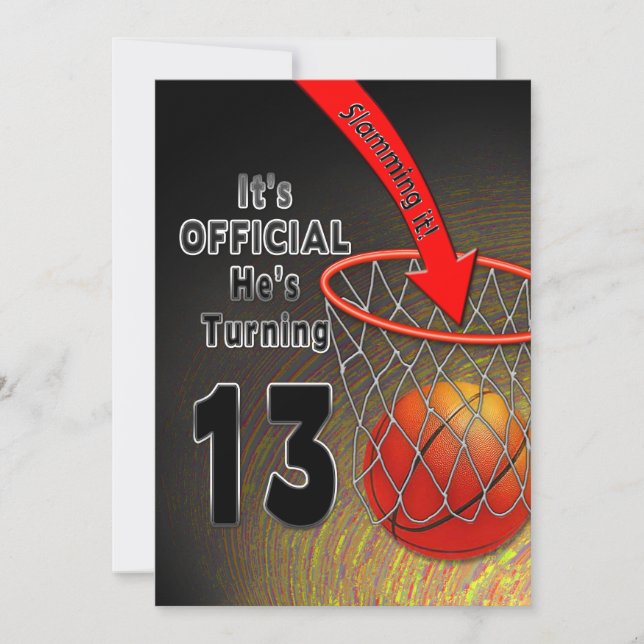 BIRTHDAY - BASKETBALL - 13TH INVITATION (Front)