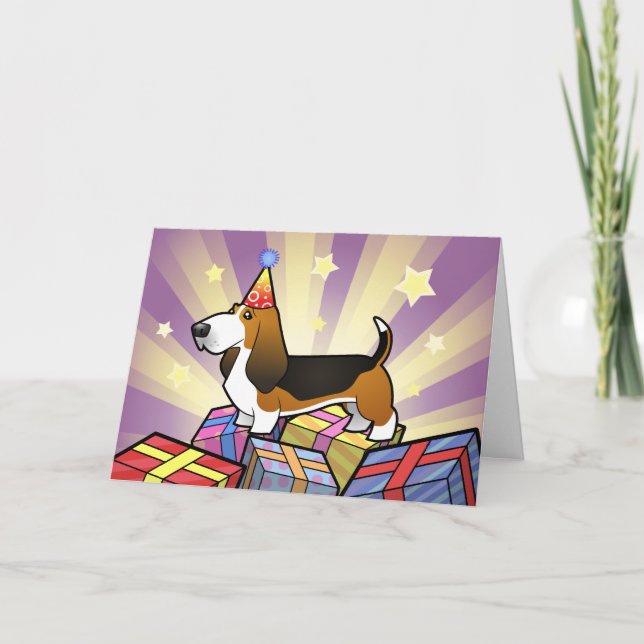 Birthday Basset Hound Card (Front)