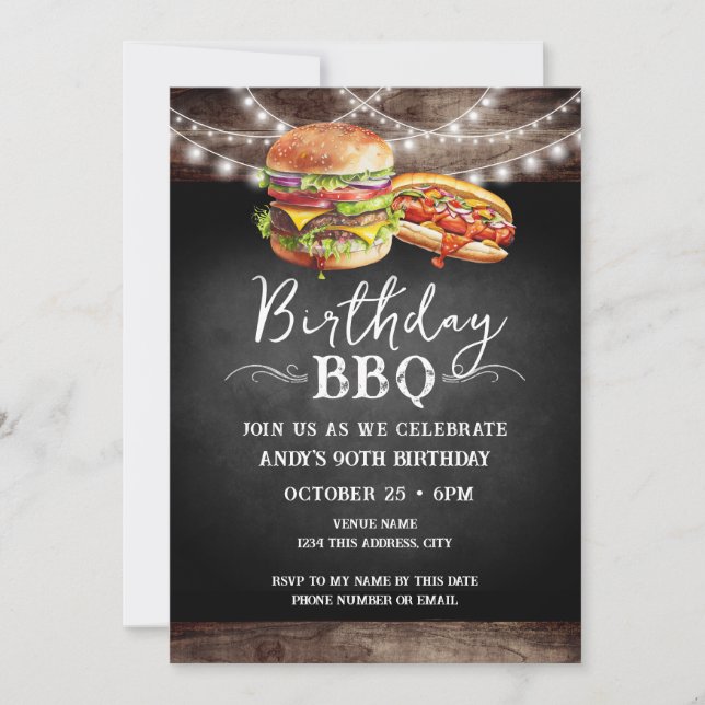 Birthday BBQ 90th Birthday Invitation (Front)