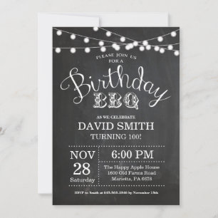Birthday BBQ Invitation 100th Birthday Chalkboard