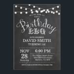 Birthday BBQ Invitation 16th Birthday Chalkboard<br><div class="desc">Birthday BBQ Invitation. 16th Birthday Invitation Chalkboard Background with String Lights. 13th 15th 16th 18th 20th 21st 30th 40th 50th 60th 70th 80th 90th 100th, Any age. Adult Birthday. Woman or Man Male Birthday Party. For further customisation, please click the "Customise it" button and use our design tool to modify...</div>