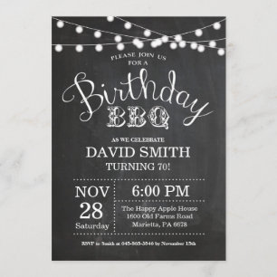 Birthday BBQ Invitation 70th Birthday Chalkboard