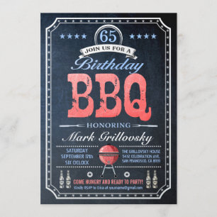 Birthday BBQ Invitations Chalkboard Custom Age