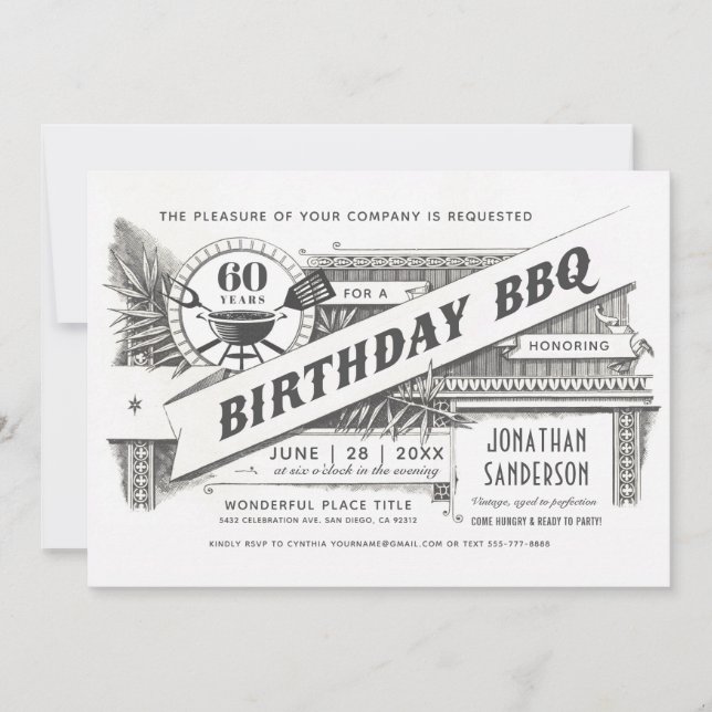 Birthday BBQ Invitations | Supreme Vintage (Front)