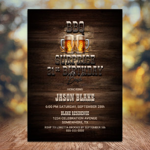 Birthday BBQ Surprise 21st Birthday Party Invitation