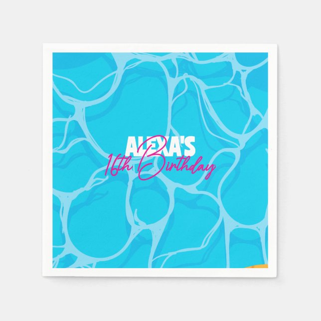 Birthday Bday Pool Party Napkin (Front)