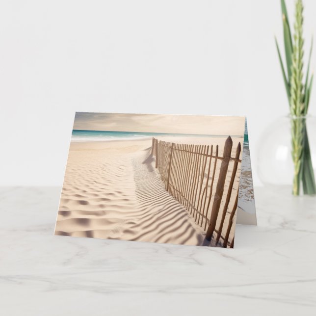 Birthday Beach Fence In Sand Card (Front)
