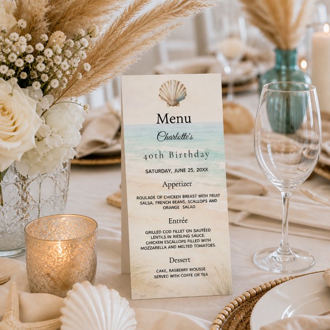 Birthday beach party menu card (Creator Uploaded)