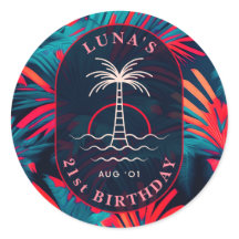 Birthday Beach party Palm tree leaves sunset