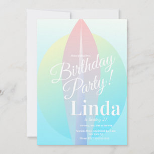 Birthday Beach Surfing Sun Pink Ombre  Invitation