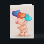 Birthday Bear and Balloons for Granddaughter Card<br><div class="desc">Cute teddy bear with a heart balloon bouquet on a soft burlap background for a granddaughter's birthday.</div>