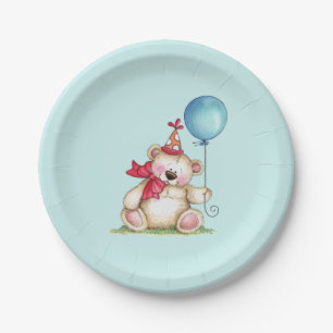 Birthday Bear Balloon Paper Plate