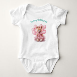  Birthday Bear Bash: Happy Birthday Teddy Bear T-S Baby Bodysuit