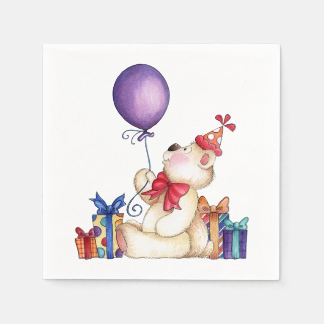 Birthday Bear Napkin (Front)